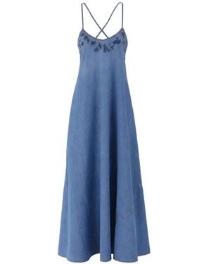 Ermanno Scervino Floral-Appliqué Cross-Strap Dress - Blue
