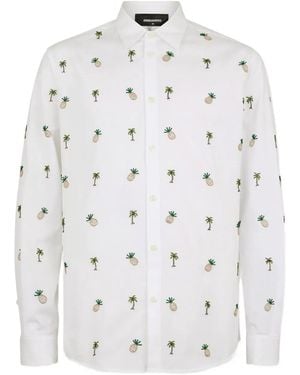 DSquared² Pineapples Palms Embroidery Shirt - White