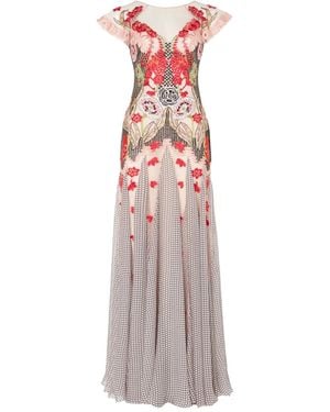 Temperley London Robe Longue Remi À Volants - Pink