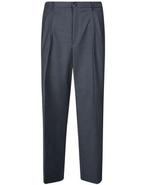 Amaranto Pleated Straight-Leg Pants - Blue