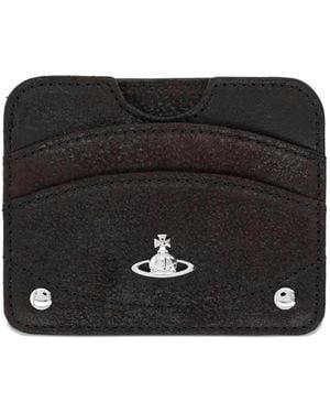 Vivienne Westwood Half Moon Orb-Plaque Leather Card Holder - Black