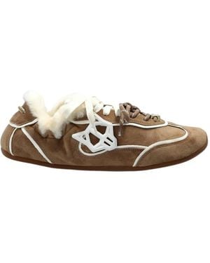 Naked Wolfe Soul Shearling-Trim Sneakers - White