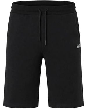 KARL LAGERFELD Logo-Print Drawstring Shorts - Black