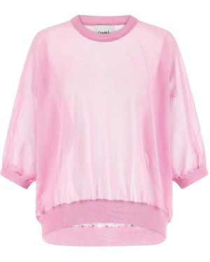 Nude Balloon-Sleeve Jumper - Pink