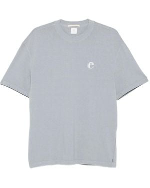Eleventy Running Club-Print Cotton T-Shirt - Grey