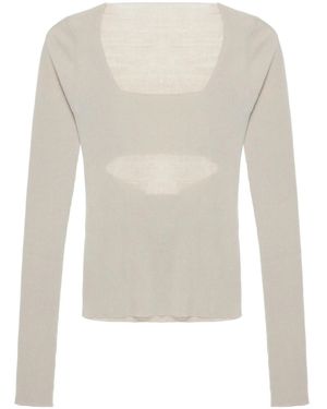 Quira Long-Sleeve Ribbed-Knit Top - White