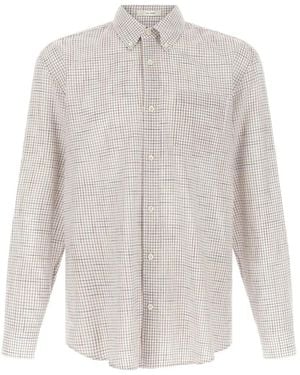 The Row Pompeo Checked Cotton-Chambray Shirt - White
