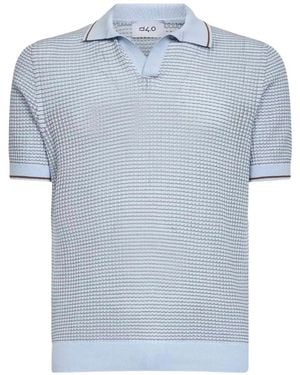 D4.0 Jacquard-Knit Cotton V-Neck T-Shirt - Blue
