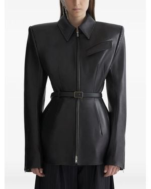 Mugler Leather Fitted Jacket - Black