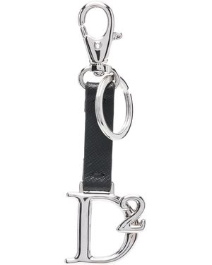 DSquared² Logo-Plaque Leather Keyring - White