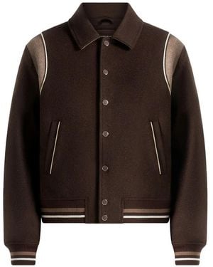 Manière De Voir Contrast Wool Varsity Jacket - Brown