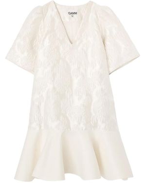 Ganni Mini-Jurk Met V-Hals - Wit