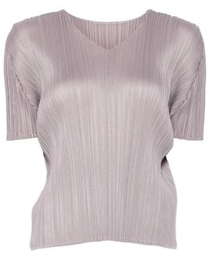 Pleats Please Issey Miyake T-Shirt Plissé À Col V - Pink