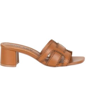 Bibi Lou Holly Scalloped Cut-Out Sandals - Brown