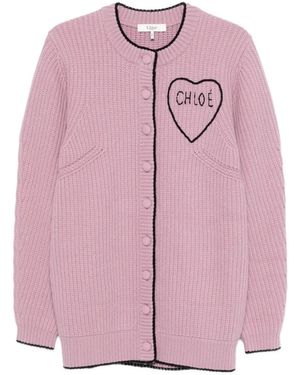 Chloé Gerippter Cardigan - Pink