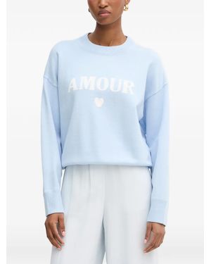 Morgan Intarsien-Pullover Mit Herzmotiv - Blau