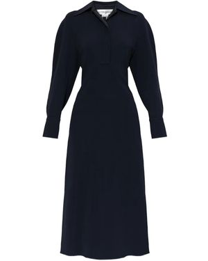 Victoria Beckham Collared Long-Sleeve Dress - Blue