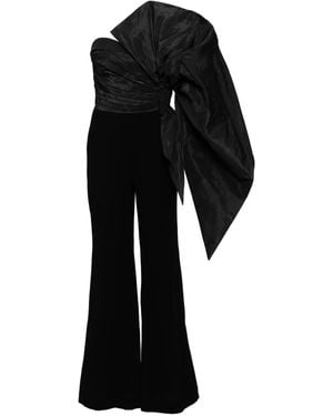 Saiid Kobeisy Voluminous Taffeta Bow Jumpsuit - Black