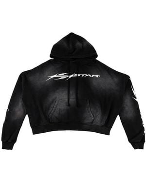 HELLSTAR H Star Cropped Hoodie - Black