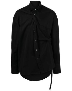 Marina Yee Asymmetric Cotton-Poplin Shirt - Black