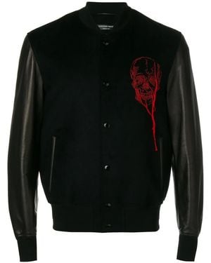 McQueen Embroidered Varsity Jacket - Black