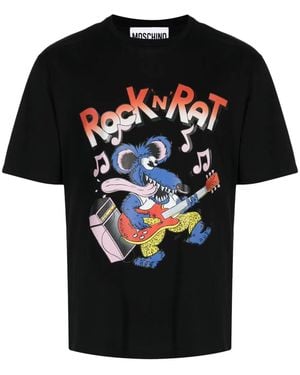 Moschino Graphic-Print Organic Cotton T-Shirt - Black