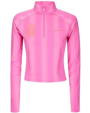 adidas T-Shirt À Col Zippé Et Logo - Pink