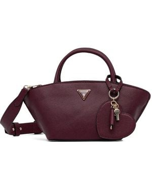 Guess Bolena Triangle Logo Pendant Satchel - Purple