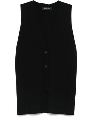Anine Bing Silk-Blend Vest - Black
