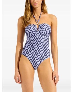 Seafolly Costume Da Bagno Con Stampa Geometrica - Blu