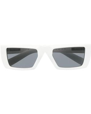 Prada Logo-Lettering Rectangle-Frame Glasses - Grey
