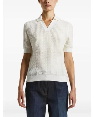Peserico Cable-Knit Polo Top - White
