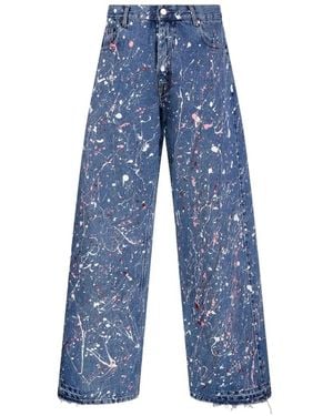 E.L.V. Denim Splatter-Effect Frayed-Hem Jeans - Blue