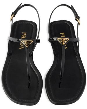 Prada Patent Leather Sandals in Black | Lyst UK