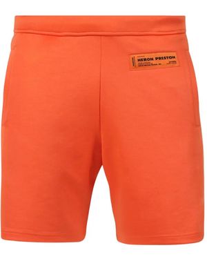 Heron Preston Logo-Patch Shorts - Orange