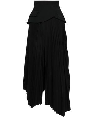 A.W.A.K.E. MODE Pleated Asymmetric Maxi Skirt - Black