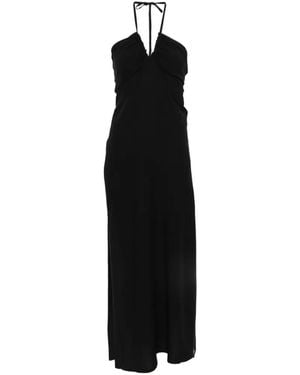 MOUTAKI Halter-Neck Ruched Maxi Dress - Black