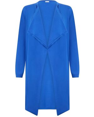 Malo Shawl-Collar Cardi-Coat - Blue