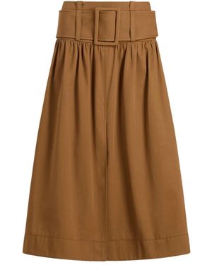 Patou Belted Gathered Skirt - Brown