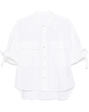 120% Lino Tied-Sleeve Linen Shirt - White