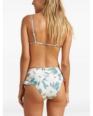 Billabong Floral-Print Ruffled Bikini Bottoms - Blue