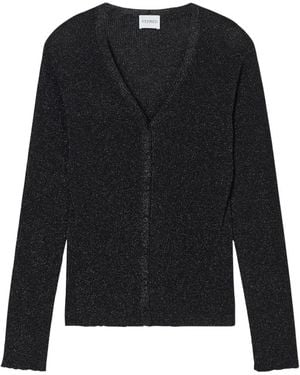 Closed Gerippter Cardigan Im Metallic-Look - Schwarz