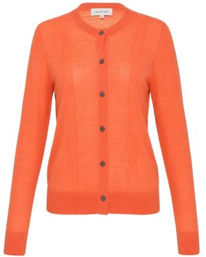 Lee Mathews Mila Cable-Knit Button-Up Cardigan - Orange
