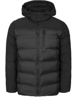 KARL LAGERFELD Quilted Zip-Up Hooded Jacket - Black