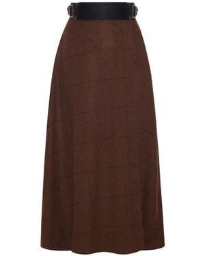 Adam Lippes Caspian Checked Maxi Skirt - Brown