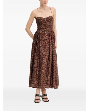 Bardot Estie Midikleid Mit Leopardenprint Und Schnürung - Braun