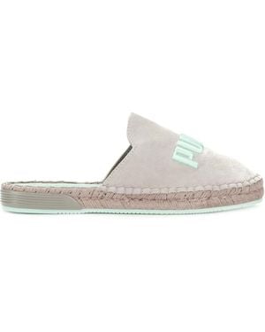 Fenty Embroidered Logo Flat Espadrilles - White