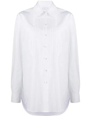 Area Heart-Bib Tuxedo Cotton Shirt - White