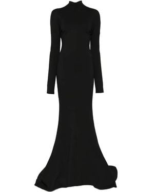 MATIERES FECALES High-Neck Floor-Length Gown - Black