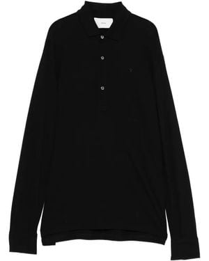 Setchu Logo-Embroidered Long-Sleeve Polo Shirt - Black